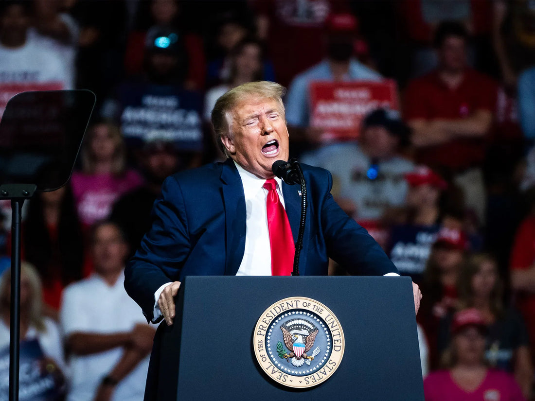 Trump speaking at a rally