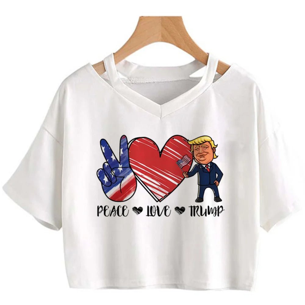 Patriotic Harajuku Tee - Trump Theme Women's Top - Great Again Donald