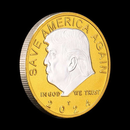 Trump 2024 Gold-Plated Commemorative Coin - Save America Again - Great Again Donald