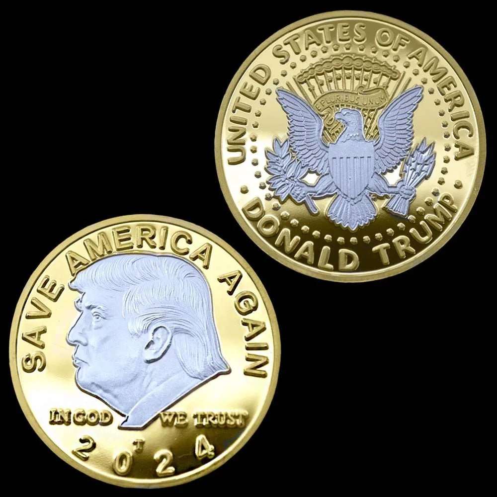 Trump 2024 Gold-Plated Commemorative Coin - Save America Again - Great Again Donald