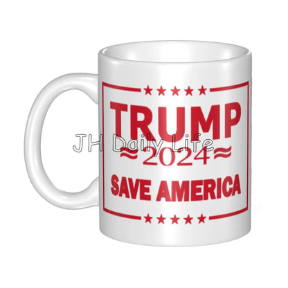 Trump Save America Again 2024 Coffee Mug - 11 Oz White Ceramic - Great Again Donald